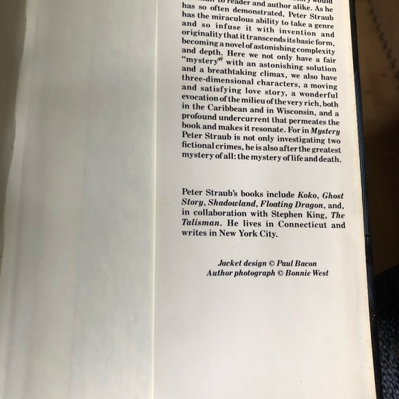 Vintage Peter Straub Hard Cover  Mystery 1990 With Dust Jacket - Picture 5 of 7